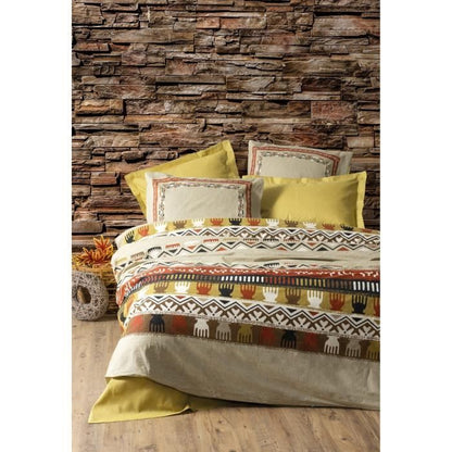 Bedding set - 1 duvet cover 220 x 240 cm + 2 pillowcases 60 x 60 cm - 100% cotton - Mustard