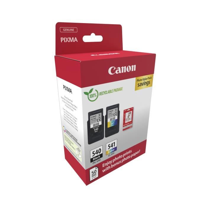 Pack of 2 ink cartridges + photo paper pack - CANON - PG-540 Black + CL-541 Color