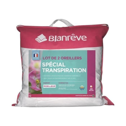 Blanreve batch of 2 pillows special perspiration - 60 x 60 cm - white