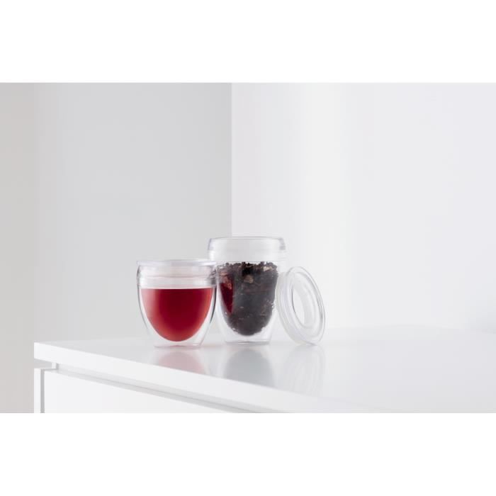 Set of 2 cups - BODUM - Pavina To Go - Double-walled plastic - Airtight lid - 20 cl - Transparent