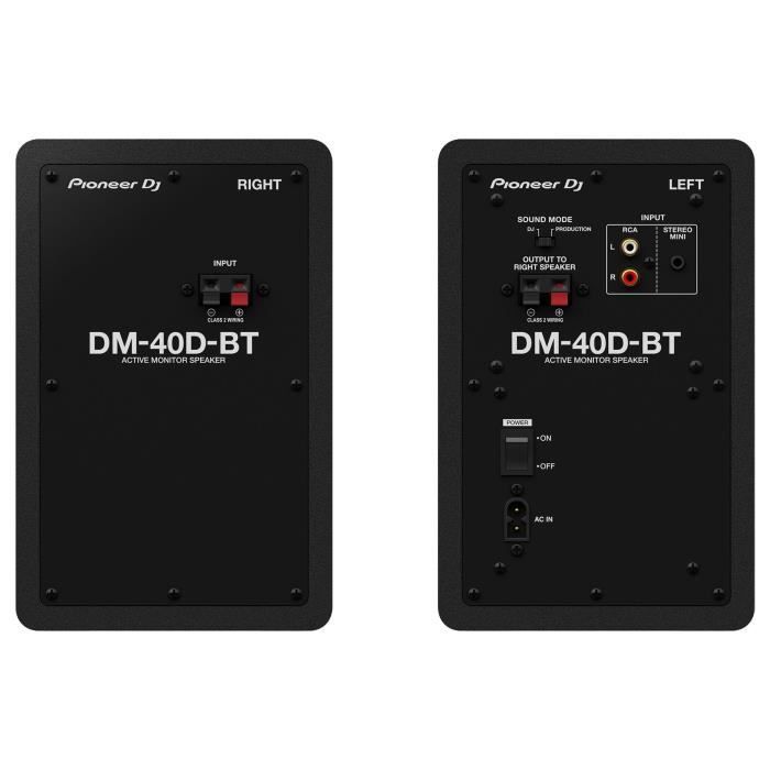 Pair of Pioneer DJ DM-40D-BT monitoring speakers - Bluetooth - Bass Reflex - 2x19W - DJ or Production mode - Black