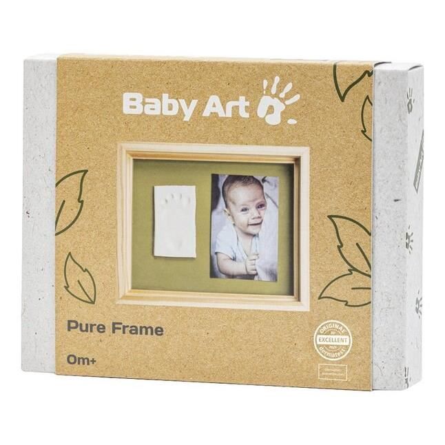 Baby Art Pure Frame - Frame Kit with Play Dough and Natural Pine Wood Frame, Roller, Reversible Back Panel (Green/Orange)