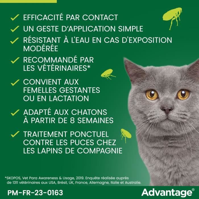 Advantage antipuce rabbit chat solution 1 to 4kg 4 pipettes