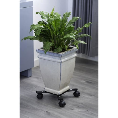 NATURE Roller shelf for extendable plants - Black metal - H6 x 34/51 x 34/51 cm