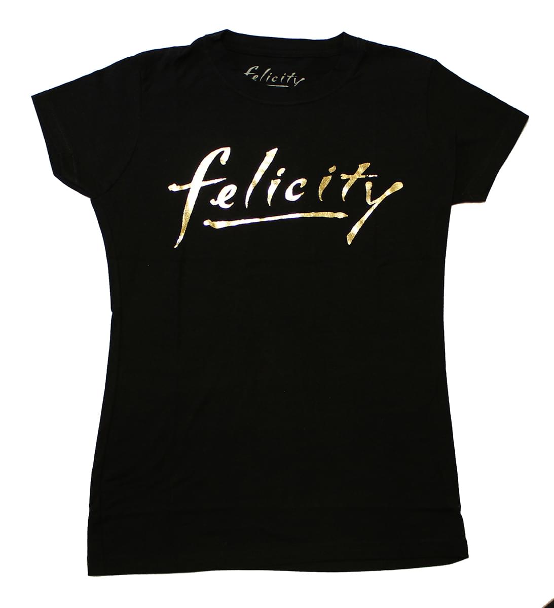 Felicity Gold Logo Junior's Black Cotton T-Shirt - X-Large