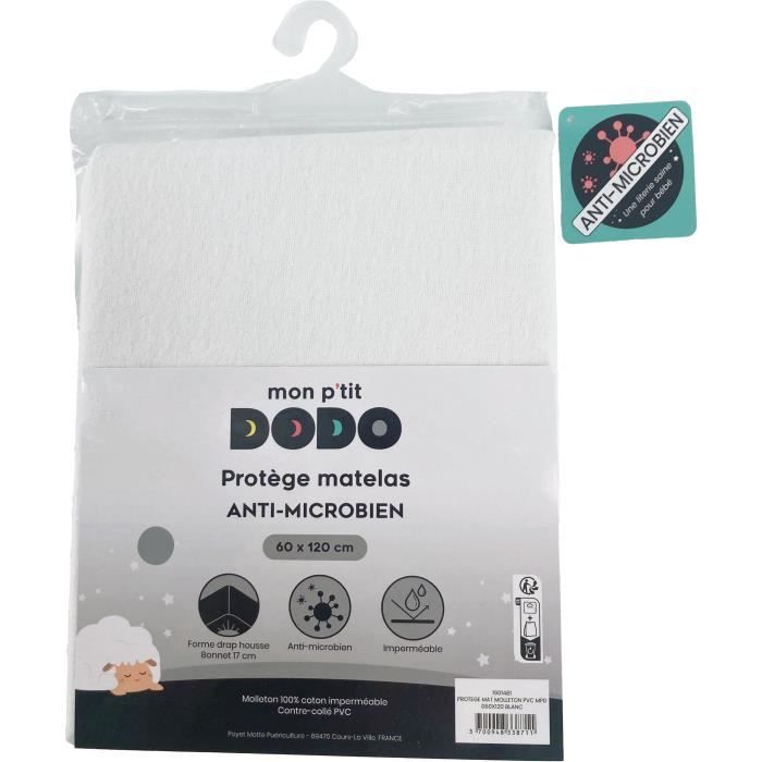 Mattress protector - MON P'TIT DODO - 1901482 - PVC fleece - Antimicrobial - 70x140 cm