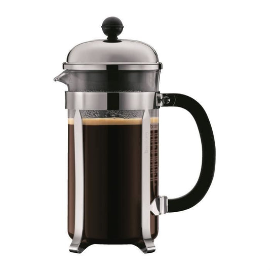 BODUM CHAMBORD Piston Coffee Set - 8 cups - 1L - Gray - With 2 double-sided glasses Pavina 0,35l