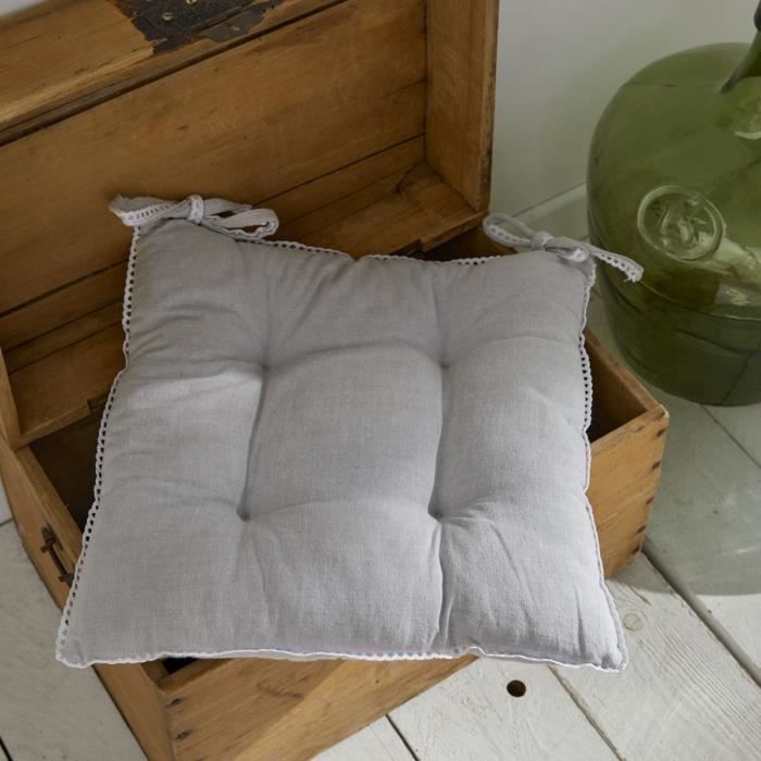 Quilted seat - TODAY - CHARME - Chambray x Petite Broderie Constance - 40 x 40 cm