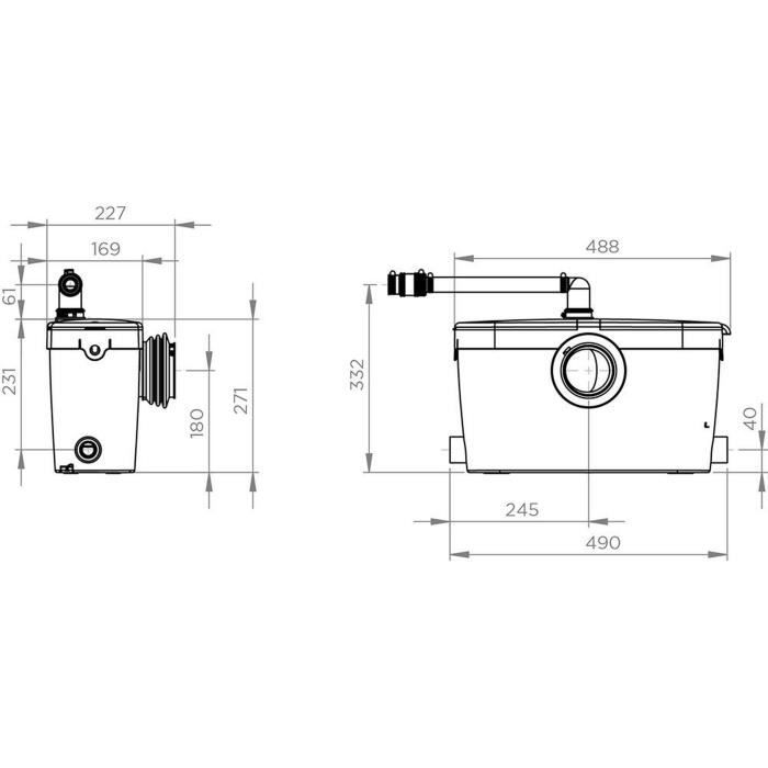 Wastewater lifting pump with 4 inlets SFA Saniaccess 3