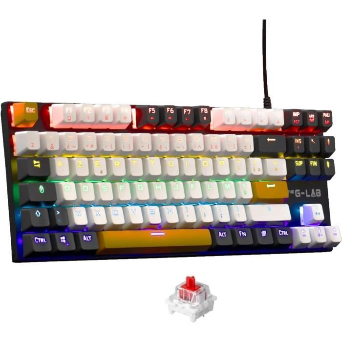 Gaming Keyboard - THE G-LAB - KEYZ-MERCURY-C/FR - Mechanical - TKL - 3 colors White+Black+OrangeFR