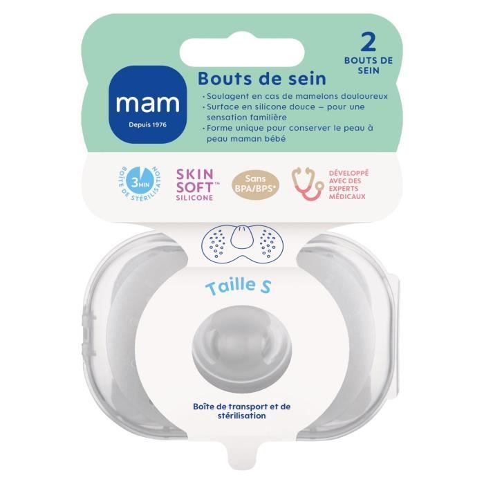 MAM Breast end - Silicone -Size S - Pack of 2 in sterilization box - Transparent