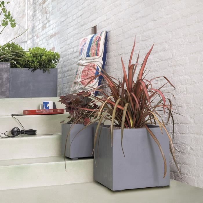 Cube Flower Pot - DEROMA - Millennium R - Ashgrey - Self-Watering - 39 cm