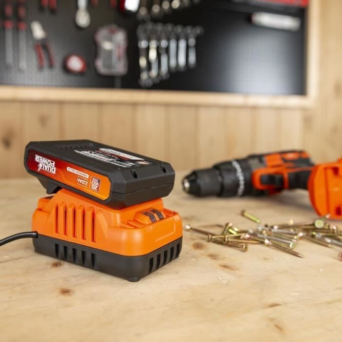 Battery and Charger - Dual Power - POWDP90620 - 2.0Ah 20V Battery and 2A Charger - For 20V Cordless DIY Tools