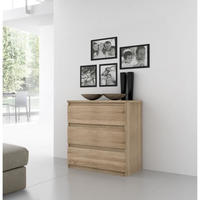 Chelsea 3 -drawer dresser - Chene color - L 77.2 x D 42 x H 79.9 cm