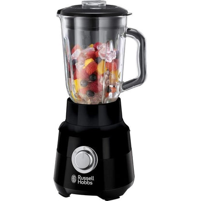 Blender - RUSSELL HOBBS - Matte Black 24722-56 - 650 W - Matte black - 1.5 L glass bowl - 2 speeds + pulse