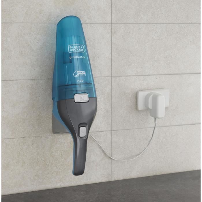 BLACK + DECKER WDC215WA-QW - Hand vacuum cleaner - Dustbuster Lithium Water and dust 7.2V - LED indicator - Blue