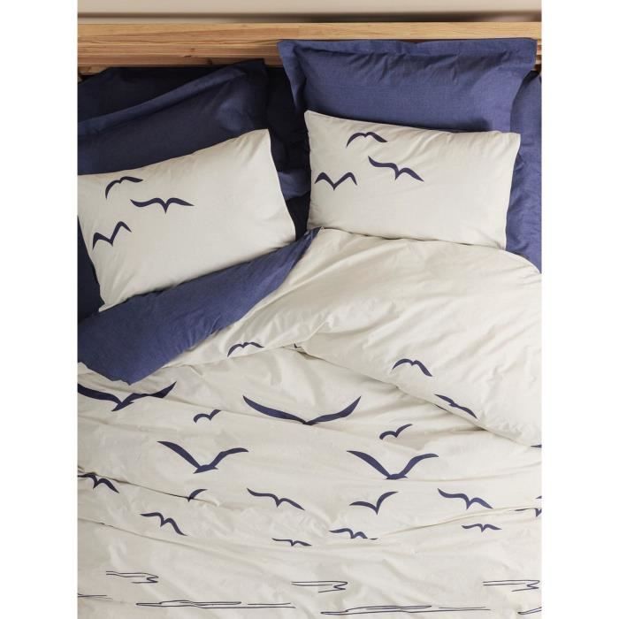 Bedding set - 1 duvet cover 220 x 240 cm + 2 pillowcases 60 x 60 cm - 100% cotton - Blue