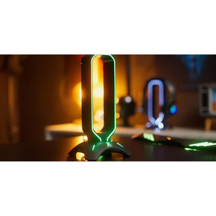 THE G-LAB Universal RGB gaming headset stand with 2 USB ports