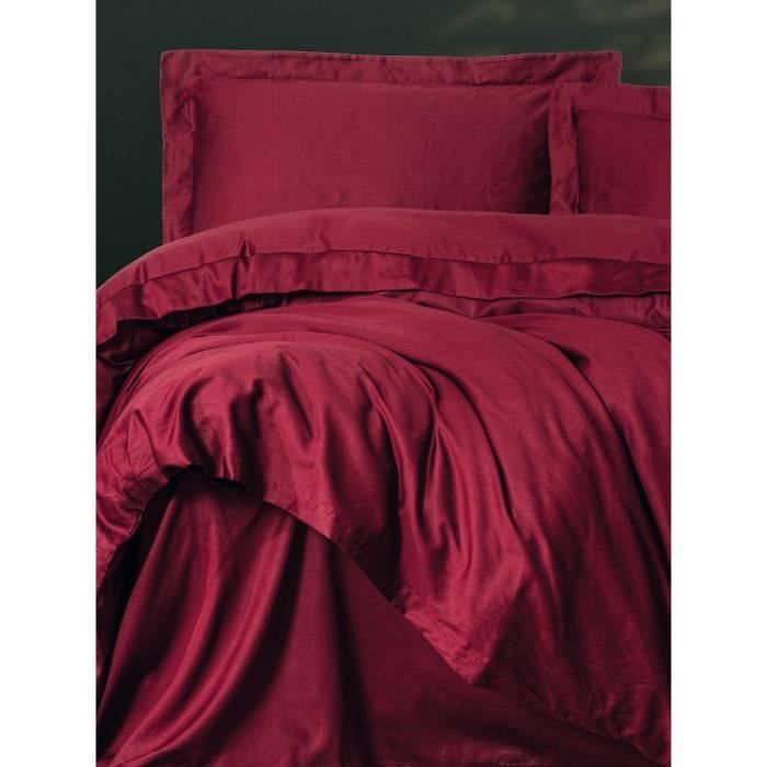 Bedding set - 1 duvet cover 220 x 240 cm + 2 pillowcases 60 x 60 cm - 100% cotton satin - Red