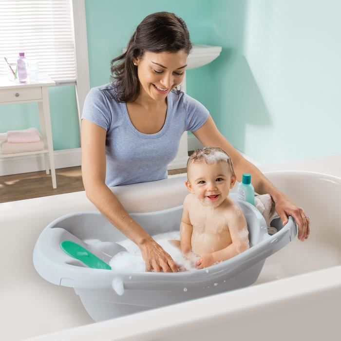 INGENUITY Baby Bathtub, Extra-Large, Comfortable, with Soft Fabric Baby Carrier, Seat Cushions, Tray, Up to 24 Months