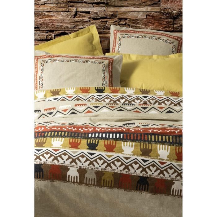 Bedding set - 1 duvet cover 220 x 240 cm + 2 pillowcases 60 x 60 cm - 100% cotton - Mustard