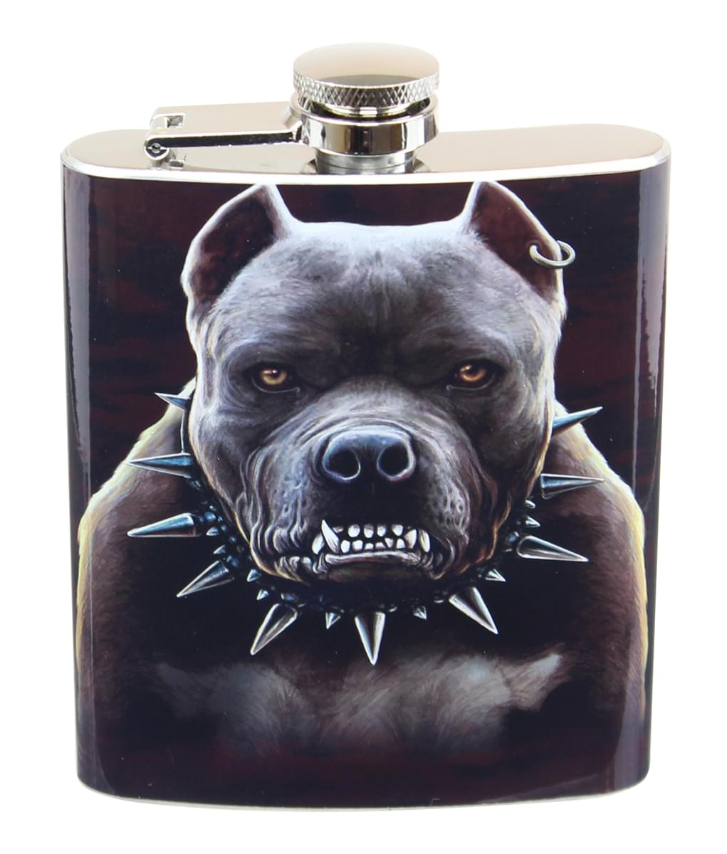 Growling Pitbull 7oz Flask