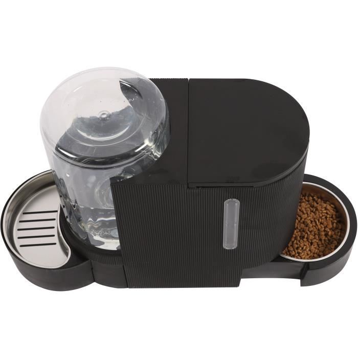 M.PETS DUPLO kibble and water dispenser 1.3kg/3L - 40x16.2x29.1 cm - Black