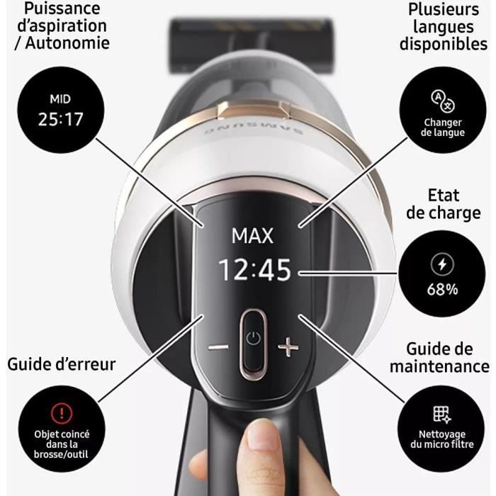 SAMSUNG Bespoke Jet Plus Complete VS20B95C43W - 210 AW Stick Vacuum Cleaner with Clean Station