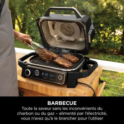 Electric barbecue - NINJA - Woodfire - OG701EU - Grill, smoker & air fryer - Non-stick - Grey and black