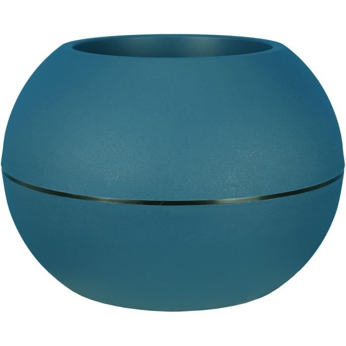 RIVIERA GRANIT BOULE round flower box - Plastic - Diameter 50 cm - Blue