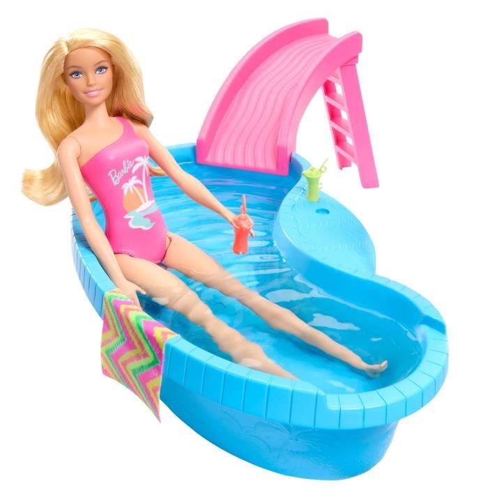 Barbie Doll and Accessories - Blonde Doll Set with Dream Pool HRJ74