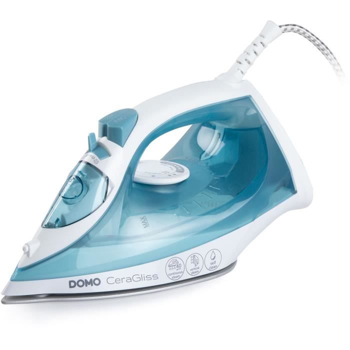 Steam iron - DOMO - DO7060S CeraGliss - 2400 W - 40 g/min - 320 ml - Blue / White