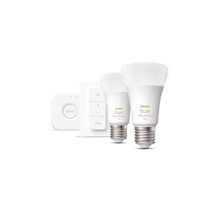 Kit Starting LED LED Connected Philips Hue White - 10.5W - Lot 2 E27 - Hue remote control