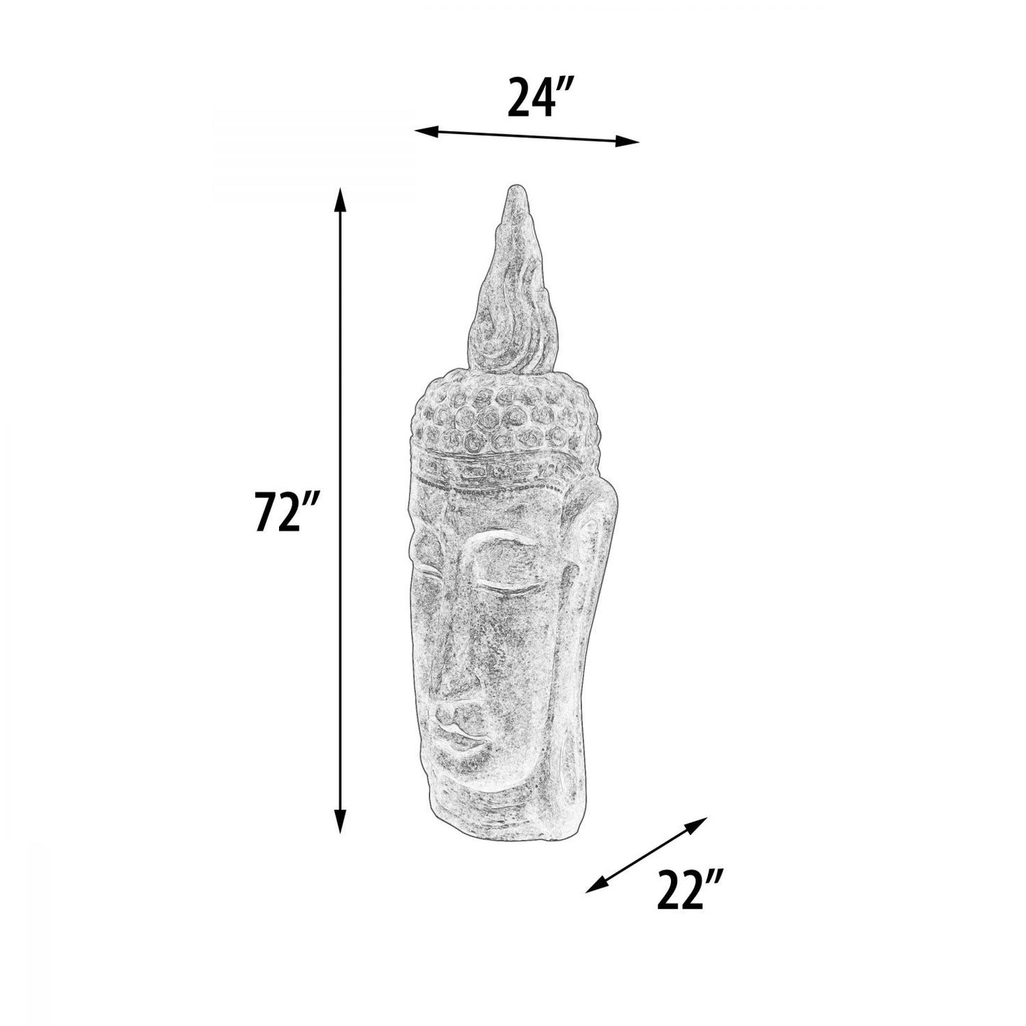 Long Buddha Head Glossy Gold Black