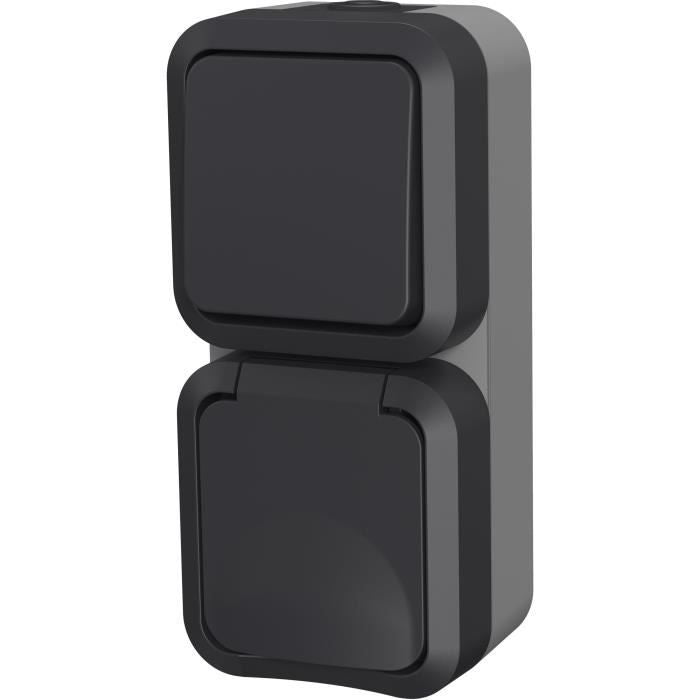 Double two-way switch + Vertical socket - QUARX - Aqua Pro - Outdoor, vertical, IP55, 250V, 16A