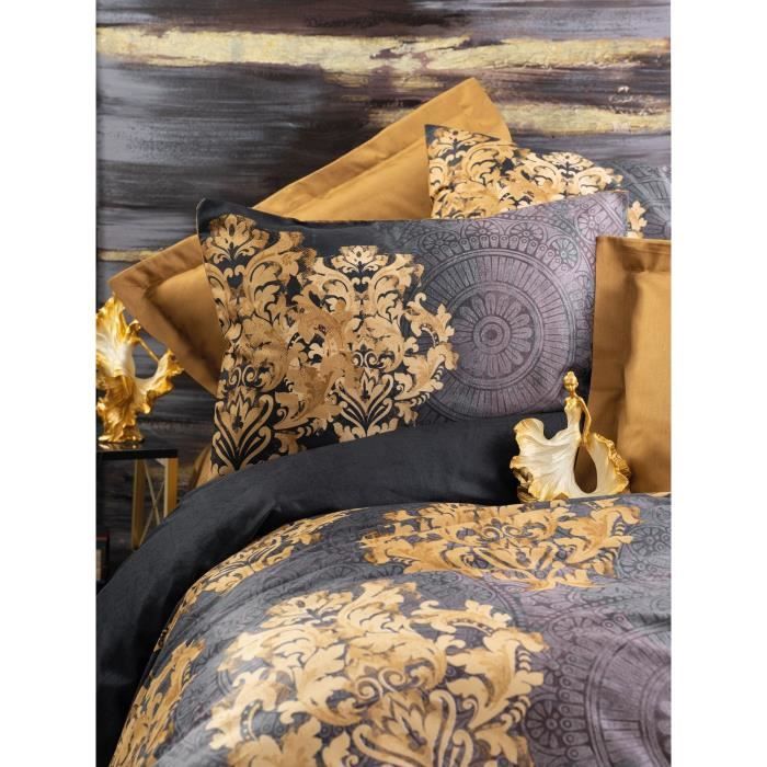 Bedding set - 1 duvet cover 220 x 240 cm + 2 pillowcases 60 x 60 cm - 100% cotton satin - Anthracite
