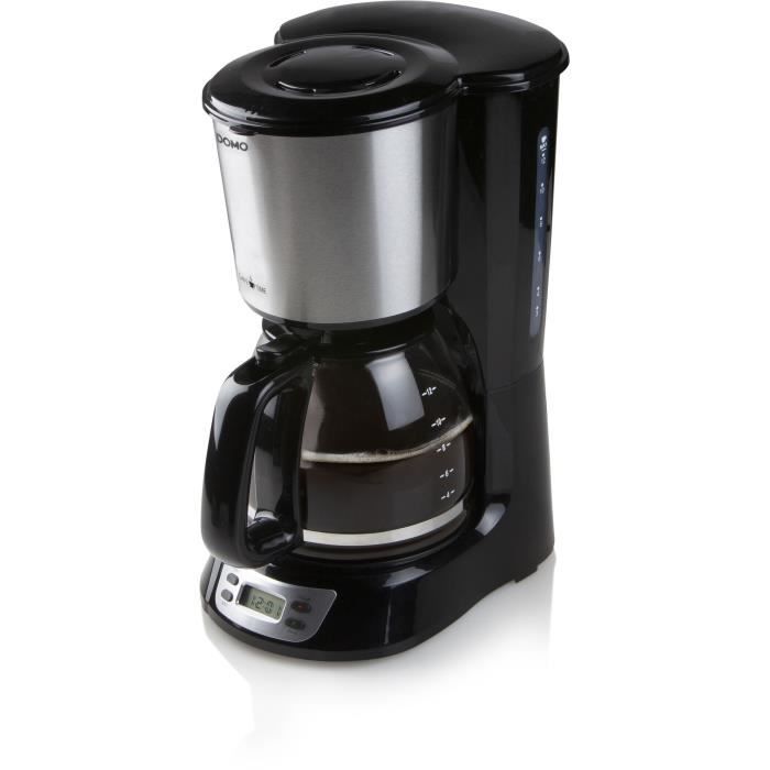 Filter Coffee Maker - DOMO - DO708K - 1000 W - 1.5 L - 12 cups - LCD screen - 24 hour timer - Black and stainless steel