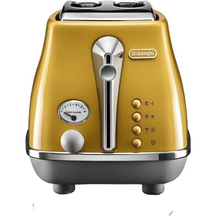 DELONGHI ICONA CAPITALS Toaster 2 slices - 900W - 3 function toaster - Pastry warmer included - Yellow