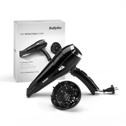 Babyliss D374DE Cordkeeper 2000 Hair Dryer with Ionic Technology and Retractable Cord