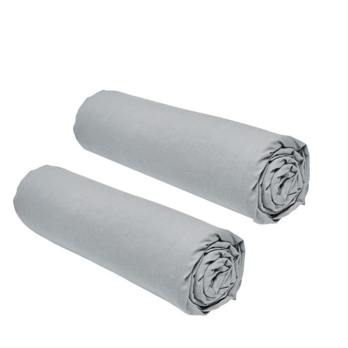 Set of 2 Teday Essential Curses - 90 x 190 cm - 1 person - 100% cotton - Steel