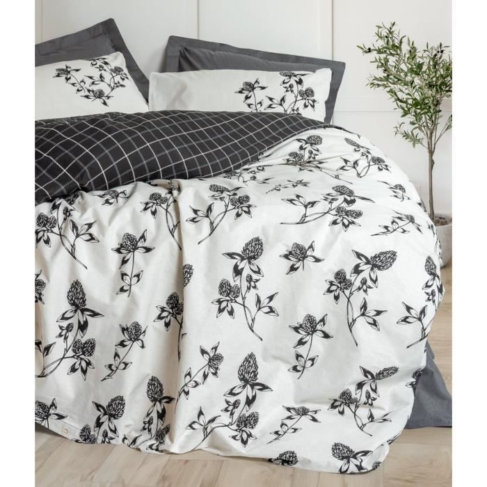 Bedding set - 1 duvet cover 220 x 240 cm + 2 pillowcases 60 x 60 cm - 100% cotton - Anthracite