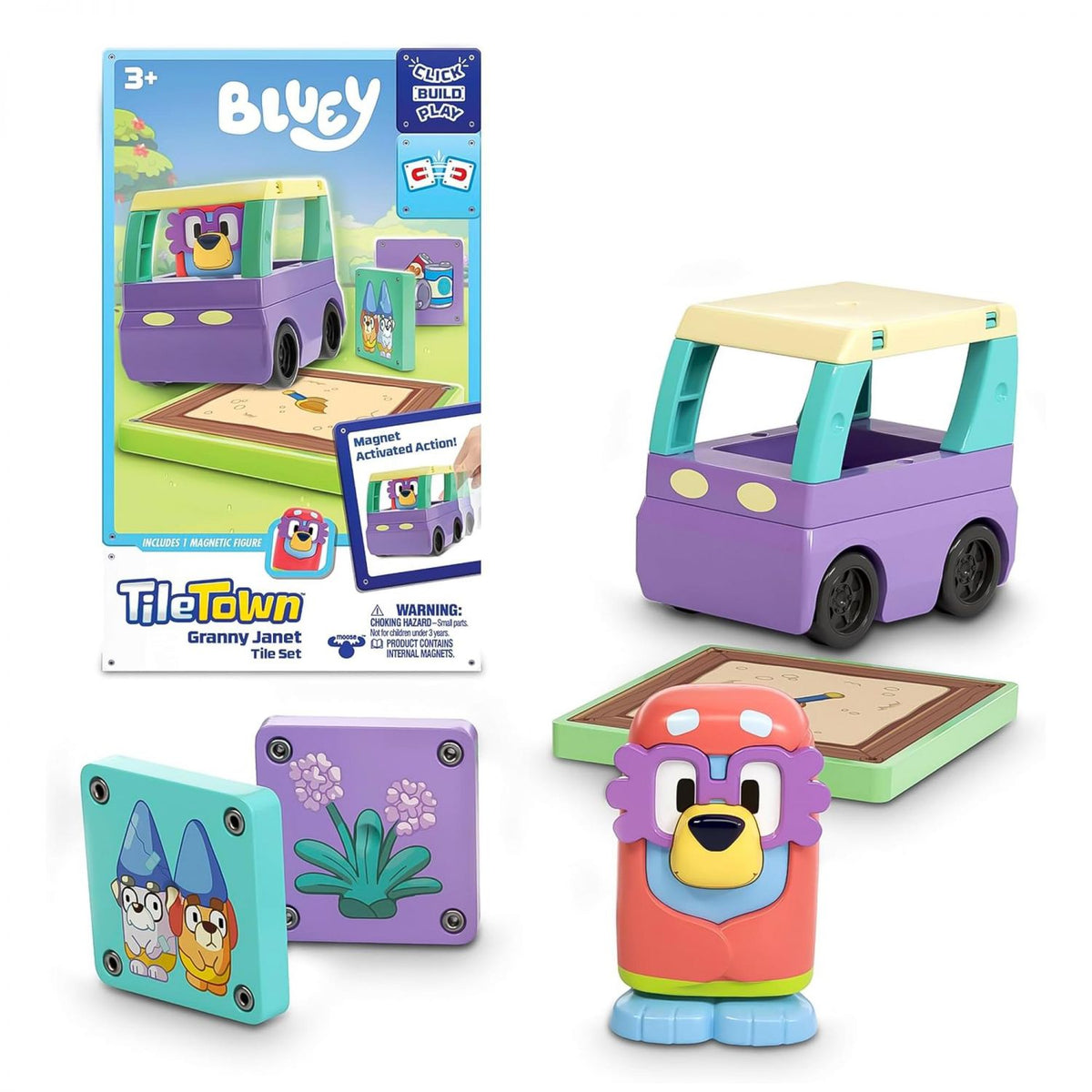 Bluey Granny Tile Town 6-Piece Magnetic Tile Booster Set