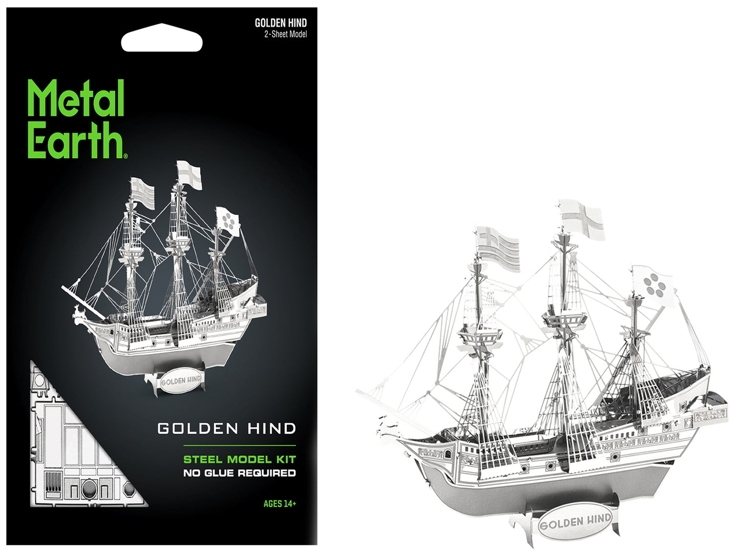 Model Kit Golden Hind Galleon (Moderate Difficulty) Steel Model by Metal Earth