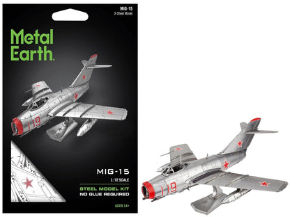 Model Kit Mikoyan-Gurevich MiG-15 Fighter Aircraft "Korean War" Soviet Air Force (Moderate Difficulty) Steel Model by Metal Earth