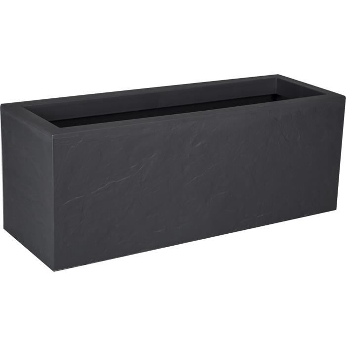 EDA Jardiniere Volcania'Up 57 L - Imitation stone decor - 79.5 x 29.5 x 29.5 cm - Anthracite gray
