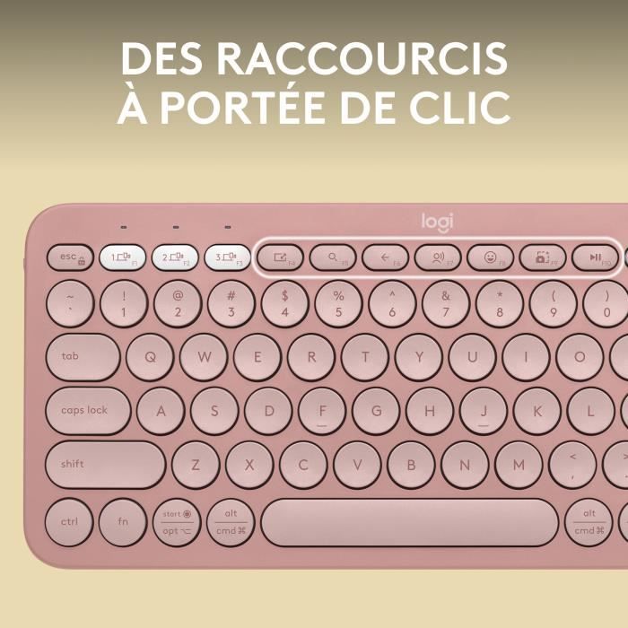 LOGITECH - Wireless keyboard - Pebble Keys 2 K380s - Bluetooth - Easy-Switch button - Pink - (920-011805)