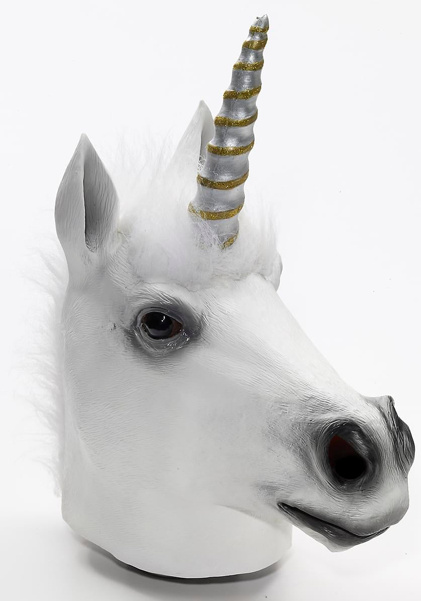 Latex Animal Costume Mask Adult: Unicorn One Size