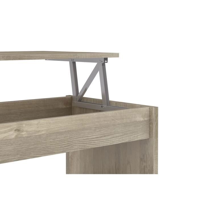 Liftable coffee table - Contemporary style - Sonoma chene decor - L100 x D50 x H44cm - Happy