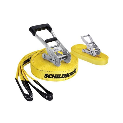 Slackline - SCHILDKROT - 15 m long x 5 cm wide - Metal ratchet - Training strap included - Max 150 kg