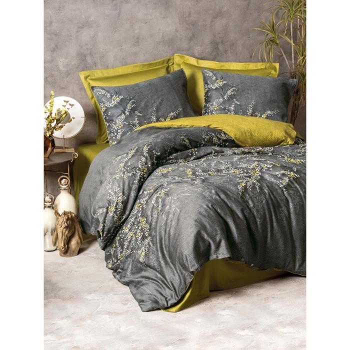 Bedding set - 1 duvet cover 220 x 240 cm + 2 pillowcases 60 x 60 cm - 100% cotton satin - Anthracite